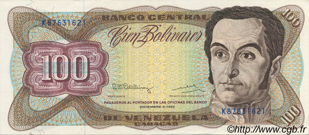 100 Bolivares VENEZUELA  1992 P.066e SUP