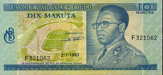 10 Makuta RÉPUBLIQUE DÉMOCRATIQUE DU CONGO  1967 P.009a SPL