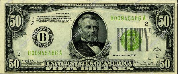 50 Dollars ÉTATS-UNIS D AMÉRIQUE New York 1934 P.432D SUP+