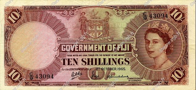 10 Shillings FIDJI  1965 P.052e TTB
