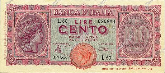 100 Lire ITALIE  1944 P.075 TTB à SUP