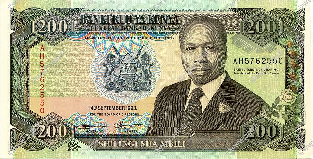 200 Shillings KENYA  1993 P.29e NEUF