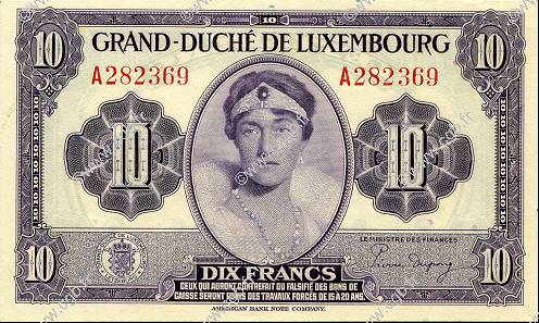 10 Francs LUXEMBOURG  1944 P.44a SPL+