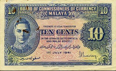 10 Cents MALAYA  1941 P.08 TTB