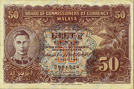 50 Cents MALAYA  1941 P.10b TTB