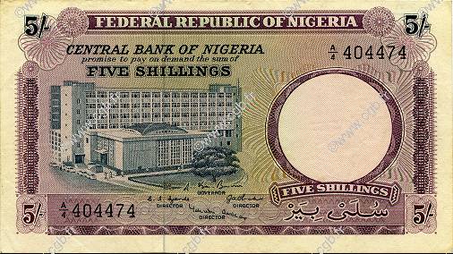 5 Shillings NIGERIA  1967 P.06 pr.TTB