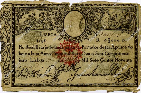 5000 Reis PORTUGAL  1828 P.024 B