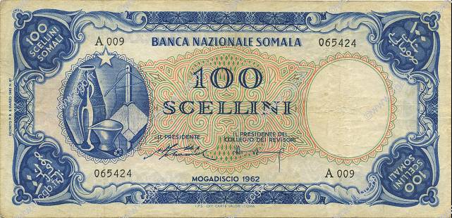 100 Scellini SOMALIE  1962 P.04a TB à TTB