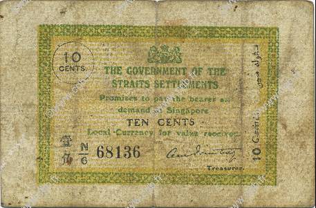 10 Cents MALAISIE - ÉTABLISSEMENTS DES DÉTROITS  1917 P.06b TB