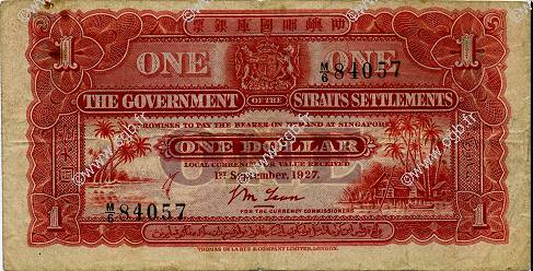 1 Dollar MALAISIE - ÉTABLISSEMENTS DES DÉTROITS  1927 P.09a TB+