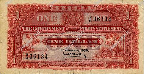 1 Dollar MALAISIE - ÉTABLISSEMENTS DES DÉTROITS  1930 P.09b TB