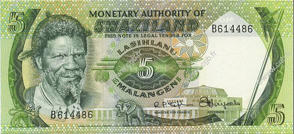 5 Emalangeni SWAZILAND  1974 P.03a pr.NEUF