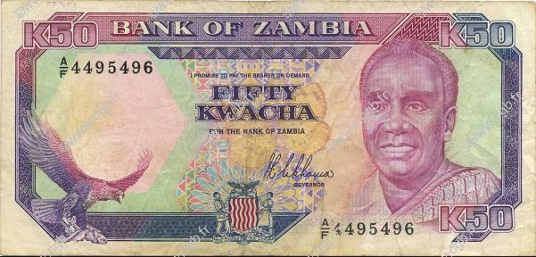 50 Kwacha ZAMBIE  1989 P.33a TTB