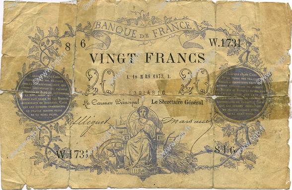 20 Francs type 1871 FRANCE  1873 F.A46.04 AB