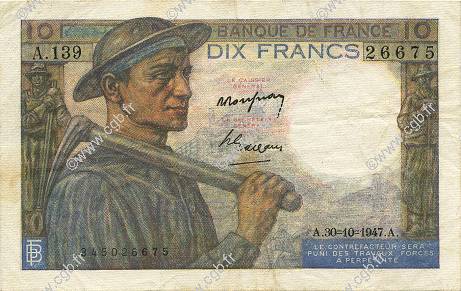 10 Francs MINEUR FRANCE  1947 F.08.18 TTB