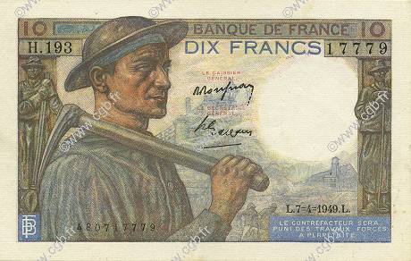 10 Francs MINEUR FRANCE  1949 F.08.21 SPL