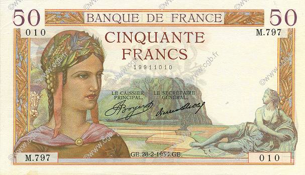 50 Francs CÉRÈS FRANCE  1935 F.17.05 pr.SUP