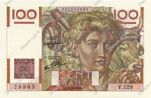 100 Francs JEUNE PAYSAN FRANCE  1946 F.28.10 NEUF