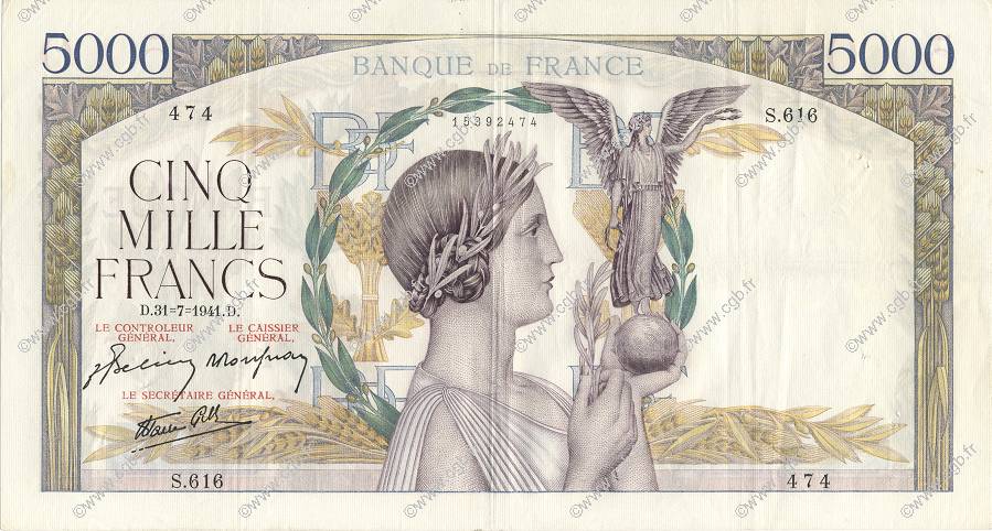 5000 Francs VICTOIRE Impression à plat FRANCE  1941 F.46.24 TTB+