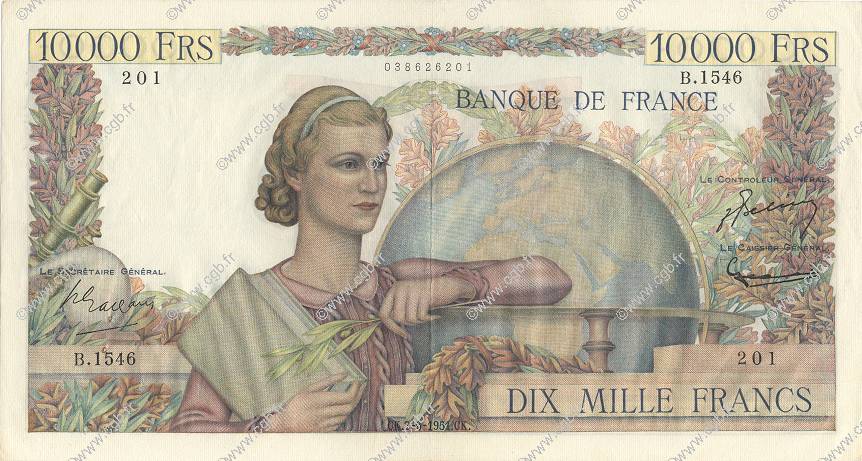 10000 Francs GÉNIE FRANÇAIS FRANCE  1951 F.50.51 TTB+