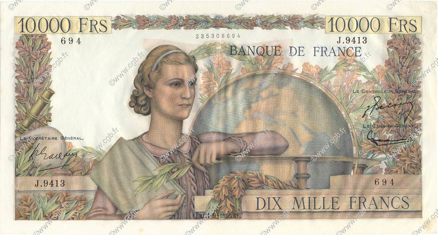 10000 Francs GÉNIE FRANÇAIS FRANCE  1955 F.50.76 SUP+