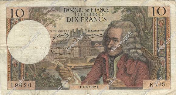 10 Francs VOLTAIRE FRANCE  1972 F.62.56 B+