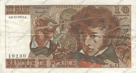 10 Francs BERLIOZ FRANCIA  1973 F.63.02 BB