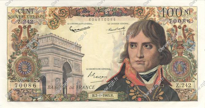 100 Nouveaux Francs BONAPARTE FRANCE  1963 F.59.21 pr.SPL