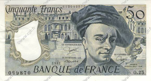 50 Francs QUENTIN DE LA TOUR FRANCE  1981 F.67.07 pr.NEUF