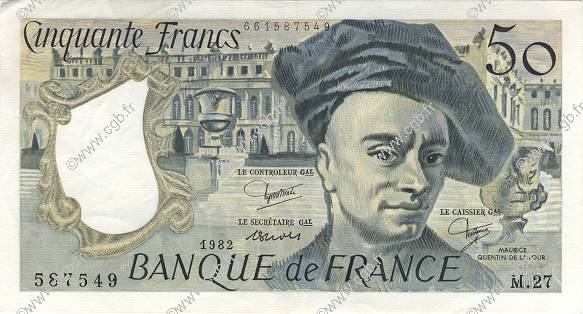 50 Francs QUENTIN DE LA TOUR FRANCE  1982 F.67.08 SUP+