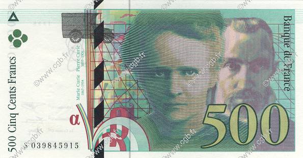 500 Francs PIERRE ET MARIE CURIE FRANCE  1998 F.76.04 pr.NEUF
