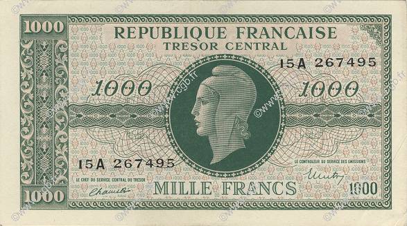 1000 Francs MARIANNE BANQUE D ANGLETERRE FRANCE 1945 VF.12.01 SUP+