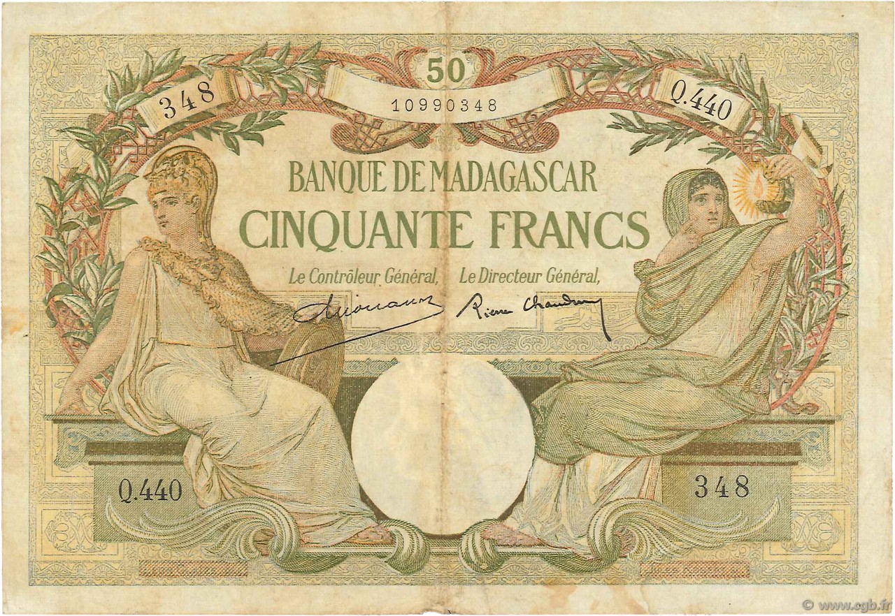 50 Francs MADAGASCAR  1937 P.038 TB