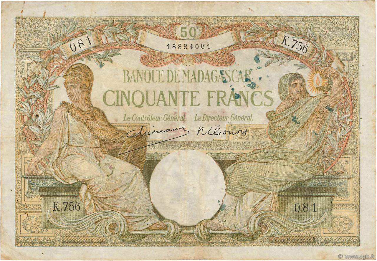 50 Francs MADAGASCAR  1948 P.038 pr.TB
