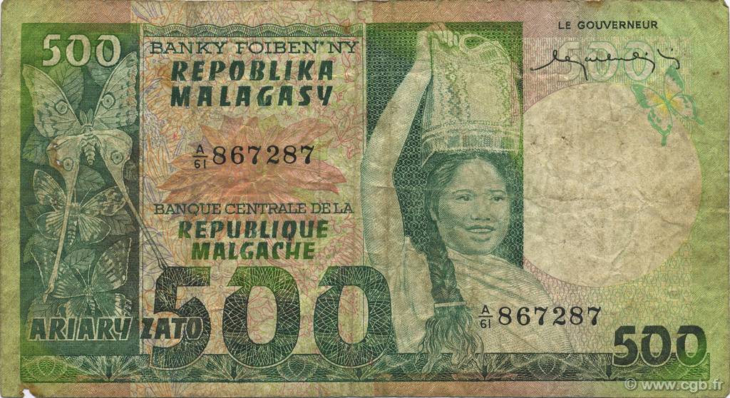 500 Francs - 100 Ariary MADAGASCAR  1974 P.064a B