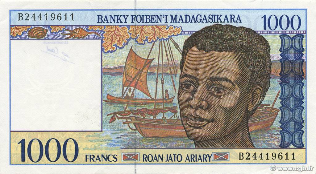 1000 Francs - 200 Ariary MADAGASCAR  1994 P.076b SUP à SPL