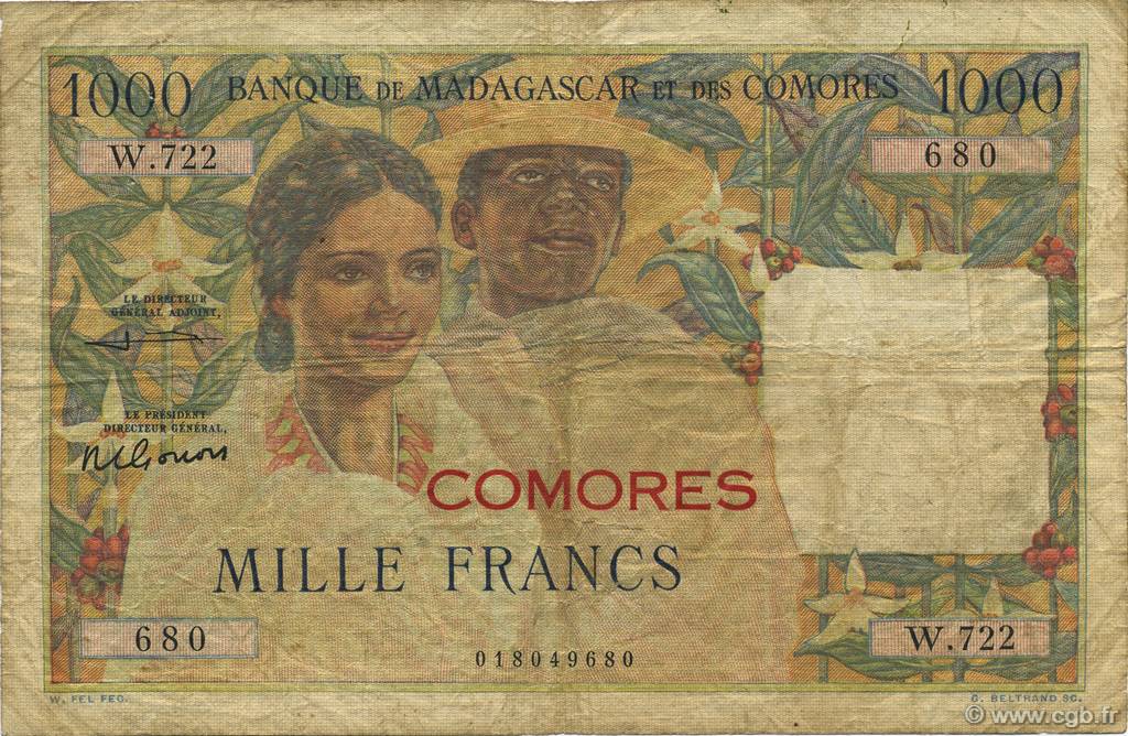 1000 Francs COMORES  1963 P.05b pr.TB