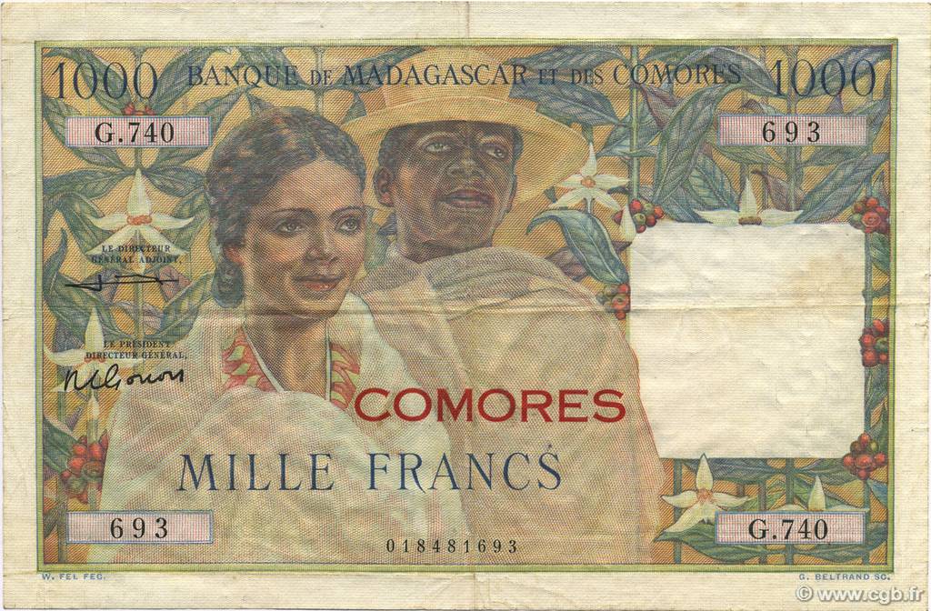 1000 Francs COMORES  1963 P.05b TTB