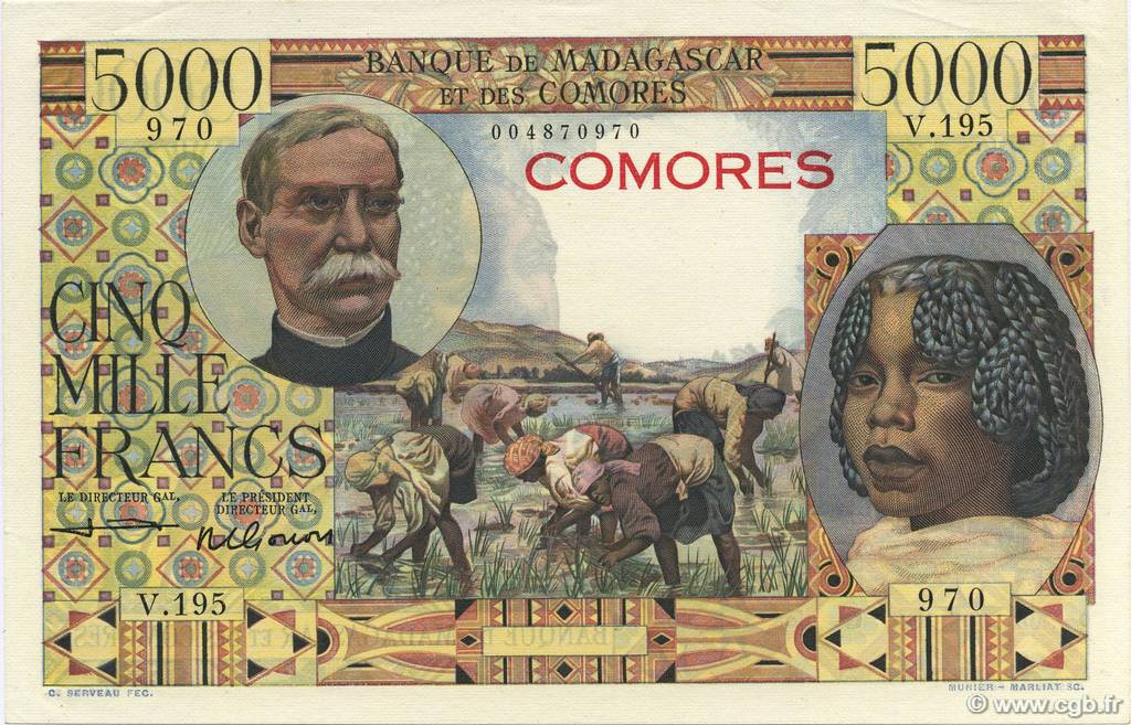 5000 Francs COMORES  1963 P.06c pr.NEUF