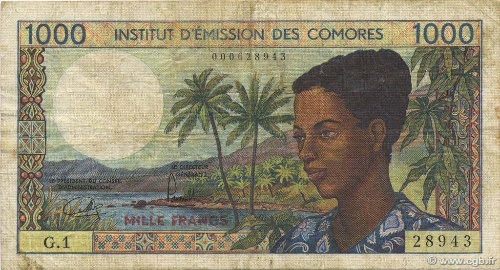 1000 Francs COMORES  1976 P.08a TB