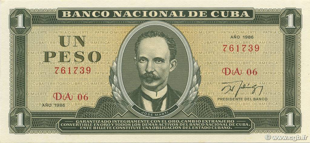 1 Peso CUBA  1986 P.102c pr.NEUF
