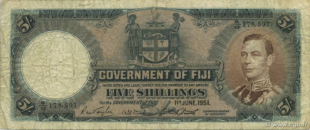 5 Shillings FIDJI  1951 P.037k TB