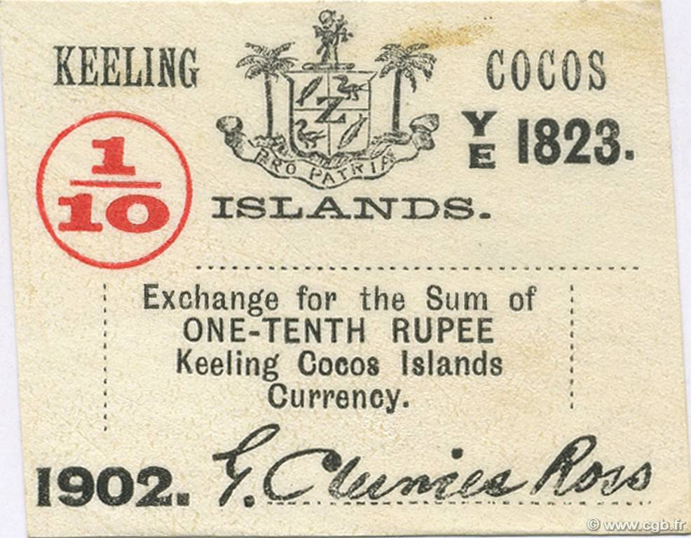 1/10 Rupee ÎLES KEELING COCOS  1902 PS.123 SPL