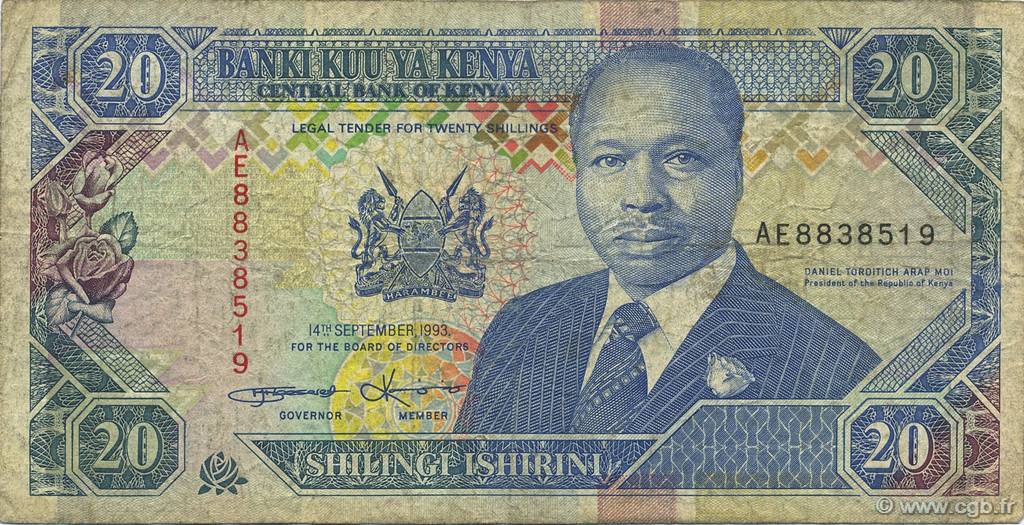 20 Shillings KENYA  1993 P.31a TB
