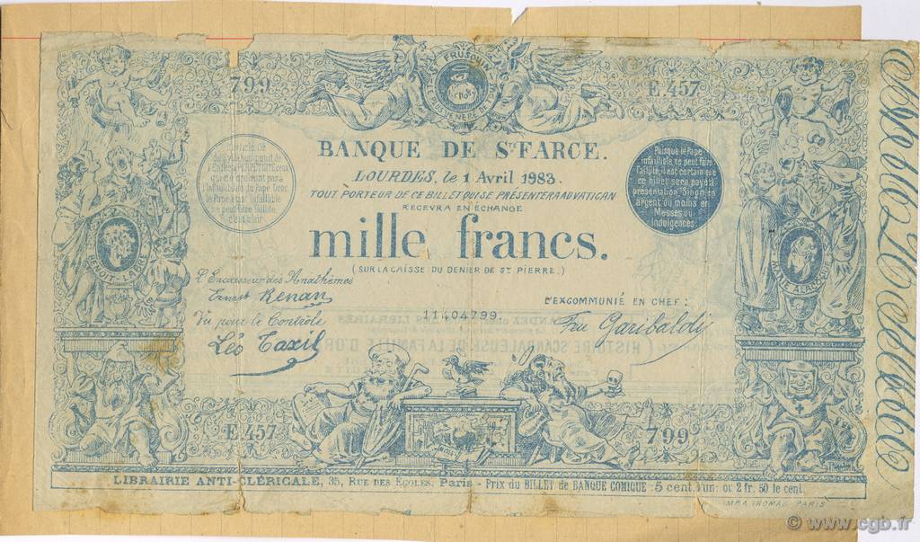 1000 Francs FRANCE régionalisme et divers  1883  B+