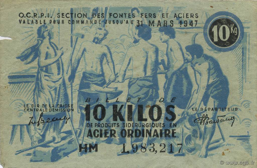 10 Kilos FRANCE régionalisme et divers  1940  TTB