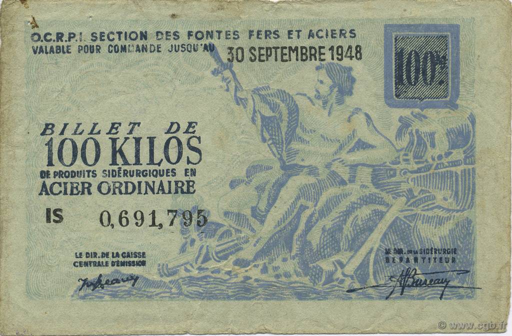 100 Kilos FRANCE régionalisme et divers  1940  TTB+