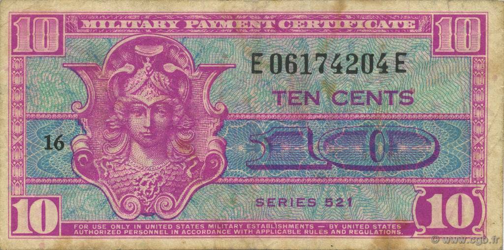 10 Cents UNITED STATES OF AMERICA  1954 P.M030 F+