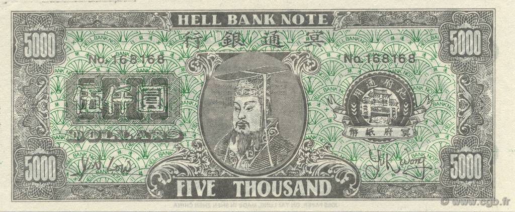 5000 Dollars CHINE  1990  TTB