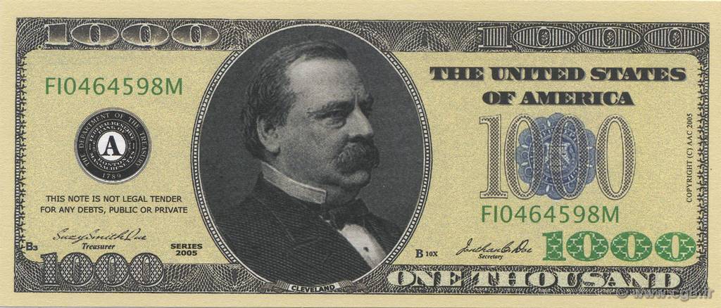 1000 Dollars UNITED STATES OF AMERICA  2005  UNC